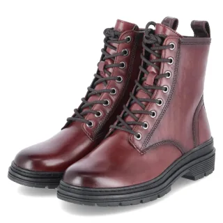Tamaris Schnürboots - Gr. 37 - Rot - Leder und Synthetik