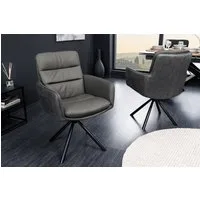 riess-ambiente Polsterstuhl BIG GEORGE grau/schwarz - Echtleder & Microfaser, mit Armlehne (Einzelartikel, 1 St), 360° drehbar für flexibles Sitzen – ideal für Esszimmer oder Büro