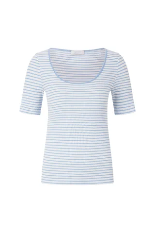Rich & Royal - Organic Rib Shirt Striped cotton blue - Gr. - S