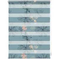 Doppelrollo Duo Rollo Klemmfix, ohne Bohren, blickdicht, Aqua Floral - Blau, LICHTBLICK ORIGINAL, halbtransparent, freihängend, Klemmfix