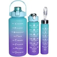 R2 Invest Trinkflasche Sport Wasserflaschen Set 3 Stück 2000 ml 750 ml 280 ml