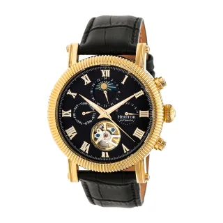 Heritor Automatikuhr Winston Halbskelett mit Lederarmband