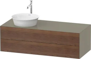 Duravit White Tulip Konsolenwaschtischunterbau wandhängend Amerikanischer Nussbaum & Stein Grau Matt WT4987L77H20010