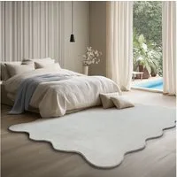 the carpet Teppich Relax Scallop kuschelig & Super Soft, wellenförmig, Anti-Rutsch Unterseite, Waschbar bis 30 Grad, Felloptik