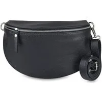 Frentree Umhängetasche Damen aus Echtleder, Made in Italy, Crossbody Schulter/Bauchtasche, mit silbernem Reißverschluss, verstellbarer Schulterriemen, Größe Maxi