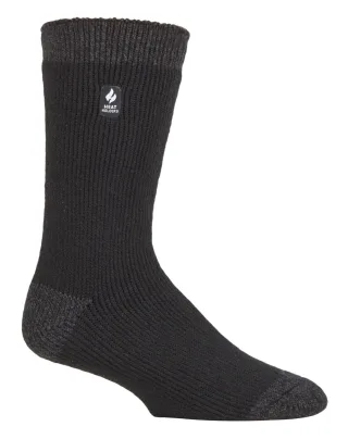 Wärmehalter - Herren extra dicke Thermosocken für den Winter | Warme flauschige Fleece isolierte Socken | Geschenke für Männer - Schwarz / Charcoal Ferse & Spitze (Berlin)