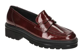 Paul Green Damen Slipper 2961-05 Wine Rot Lack Plateau Loafer