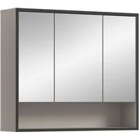 welltime Spiegelschrank LOCRI, Höhe 68 cm, 3 Spiegeltüren, 3 Einlegeböden, 1 offenes Fach (1-St., viel Stauraum, für perfekte Organisation) Badmöbel, Badschrank, Badhochschrank, Schrank, Bad, Badezimmer