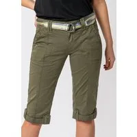 Fresh Made Caprihose Damen Caprihose Sommerhose mit buntem Gürtel Capri kurze Hose Sommerfarben