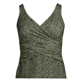 Tankini-Top mit Wickelfront Slender für Damen, Damen, size: regular, Grün, Elasthan/Nylon-Mischung, by Lands' End