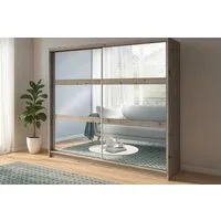 Home affaire Kleiderschrank PRESSAC mit viel Stauraum, 10 Fächer, 2 Kleiderstangen, Breite 230cm Garderobe mit 2 Schiebetüren und Spiegel, Maße B/T/H: 230/62/215 cm