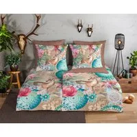 hip Wendebettwäsche Hebe, Biber, Flanell, 2 teilig, Biber, 135x200, Warm, Weich, Wendeoptik, Reißverschluss, Reh, Sand
