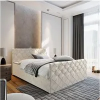 Masseno Boxbett MANDI 160x200 cm mit Bonell Matratze und Topper, Doppelbett, Polsterbett mit Kopfteil, Boxspringbett