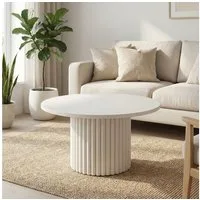 Björn&Schiller Couchtisch rund Ø58 cm, 42 cm hoch, stabile laminierte Platte 1,8 cm (Metallgestell pulverbeschichtet), Tisch in Kaschmir