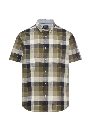 camel active - Karohemd aus reiner Baumwolle deep olive - Gr. - L
