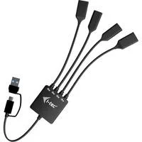 USB-C/USB-A 4 Port Kabel Hub schwarz, 2x USB-C, 2x USB-A
