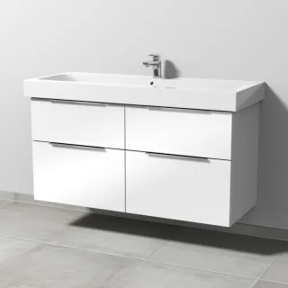 Sanipa 3way Waschtischunterbau zu Geberit iCon Waschtisch mit 4 Auszügen, Weiß-Glanz UF65578