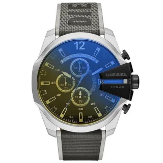 Diesel DZ4523 MEGA CHIEF Chrono Oversize 54mm Leder Schwarz Grau Herrenarmbanduhr