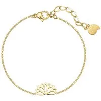 Hey Happiness Armband Lotus 18K Vergoldet, Armkette Lotusblume Anhänger, Edelstahl Damen Kettchen Blume, wasserfest