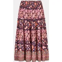 Himalaya Clothing Midirock Rock Damen mit verspieltem Blumenprint - Maxirock aus edler Viskose Fließender Stufenrock mit hohem Tragekomfort