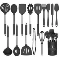 Diwzbyn Kochbesteck-Set 15-teilig Silikon Küchenhelfer Set, Antihaft Hitzebeständiger (15-tlg)