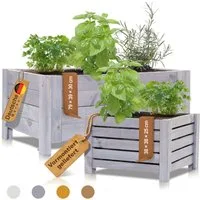 BooGardi Pflanzkübel Pflanzkasten Holz mit Vlies · 2 Größen & 4 Farben (1 St., Blumenkasten quadratisch · 38x38x25cm Anthrazit · klein), Blumenkübel für Balkon, Terrasse & Garten