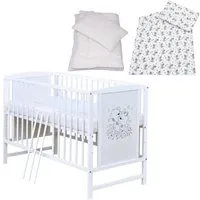 Baby-Delux Komplettbett Babybett Mia Komplettset, 7-tlg., Kinderbett 60x120 cm weiß, Bettset verschiedene Designs