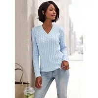 LASCANA V-Ausschnitt-Pullover mit Zopfstrickmuster