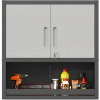 bizoemade Werkzeugschrank Metallschrank Wandmontage H77cm, Schließtür (1-St) 1 höhenverstellbarer Boden & 1 offenes Fach unten