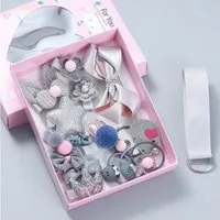 Montegoni Haarspange 18er-Set Haarspangen für Mädchen, Baby-Haarspangen-Set, süße Schleifen, elastische Bänder, 18-tlg., Pferdeschwanz-Haarnadeln-Set für kleine Mädchen, perfekt für Partys, Geburtstage und ideal als Geschenk