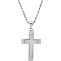 KARMA Kette mit Anhänger Halskette Herren mit Kreuz Silber od. Schwarz Kreuzkette Edelstahl (Geschenk für Ihn wasserfest hypoallergen, Männer Herrenhalskette), Herrenschmuck
