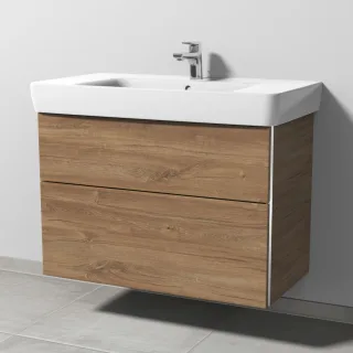 Sanipa 3way Waschtischunterbau zu Geberit Renova Plan Waschtisch mit 2 Auszügen, Eiche-Kansas BR88059