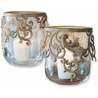 Mirabeau Windlicht Windlicht 2er Set Sundini antikgold/klar (2er Set, 2er Set)