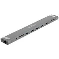 USB Type-C Slim Dockingstation 4K grau, HDMI / USB 3.2 Gen 1 / LAN / SD / PD 3.0