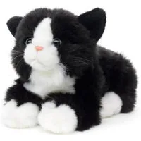 Uni-Toys Kuscheltier Katze, liegend - versch. Fellfarben - Länge 20 cm - Plüsch, Plüschtier, zu 100 % recyceltes Füllmaterial