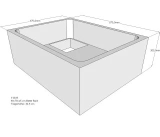 Neuesbad Wannenträger für Bette flach 90x70x15 SD20016