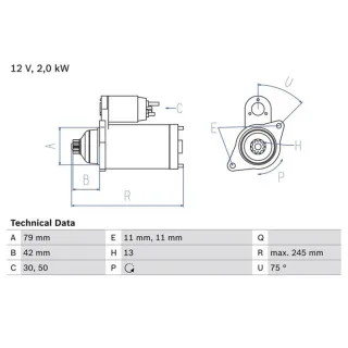Bosch Anlasser 2,0 kW Audi Cupra Seat Skoda VW 0986026160 2,0