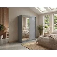 MKS MÖBEL Schiebetürenschrank WALENCJA 150 (Kleiderschrank mit Spiegel und Lacobel, mit Schiebetüren) Kleiderschrank mit Stauraum, 216 cm hoch, 61 cm tief