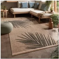 KADIMA DESIGN Outdoorteppich Blätter Balkon, Terrasse schmutzabweisend Outdoor Teppich, Rechteckig, Höhe: 11 mm, Florhöhe: 7 mm, 100% Polypropylen, Rechteckig, 120x160cm, Beige