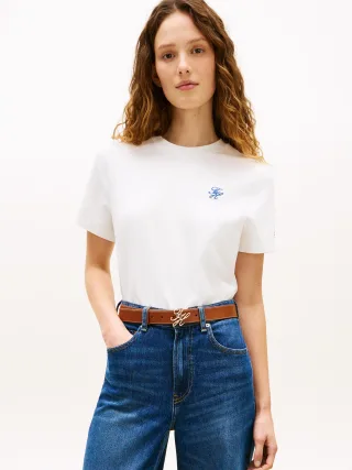 TH SCRIPT REG C-NK SS TEE Ecru - Gr. - XS