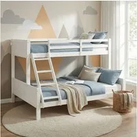 Homestyle4u Etagenbett 140x200 90x200 Hochbett Geschwisterbett Kinder Weiß Grau Erwachsene (Komplett-Set mit 2x Lattenrost, mit 2x Lattenrost), Weiß, Stockbett, 2 Liegeflächen, mit Rausfallschutz