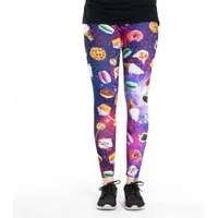 cosey Leggings Festival Leggings mit buntem Allover-Print, 2 Größen (XS–S & M–L) (36/M bis 40/L) Cats & Foods