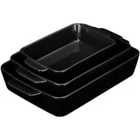 relaxdays Auflaufform 3-tlg. Keramik Auflaufform Set schwarz, Keramik