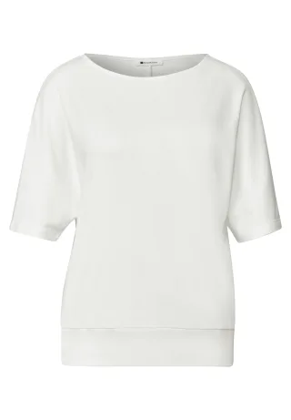 Street One - Basic Shirt mit Boat Neck und Elastikbund off white - Gr. - 36