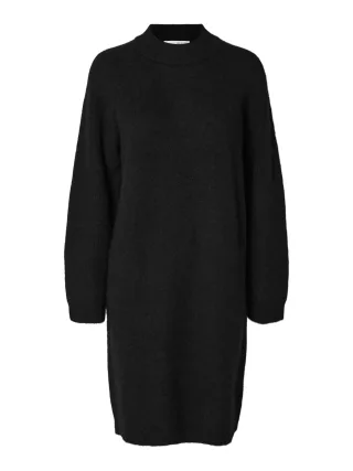 selected women - SLFLULU LS HIGH NECK KNIT DRESS Black - Gr. - M