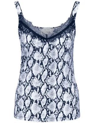 GERRY WEBER Collection - Top mit Spitzenbesatz blau - Gr. - 40