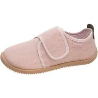 Fischer-Markenschuh Softer Hausschuh für Kinder, aus Baumwollleinen, mit Frotteefutter, Klettverschluss