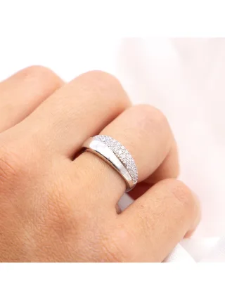 Zeeme Silber Ring Silber 925 rhodiniert mit Zirkonia weiß