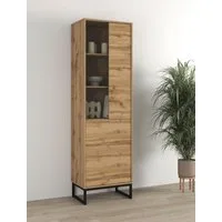 OTTO home Vitrine Loft, Höhe 180 cm, moderne Standvitrine mit 2 Türen, Metallkufen Hochschrank mit viel Stauraum, Glastür und verstellbaren Einlegeböden