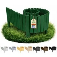 Floranica Palisade Rasenkante Holz Flexible Beeteinfassung Rollborder Gartenzaun, LxH: 200x10 cm, Dunkelgrün, Umzäunung für Garten Blumenbeeten Gemüsebeeten Rosen